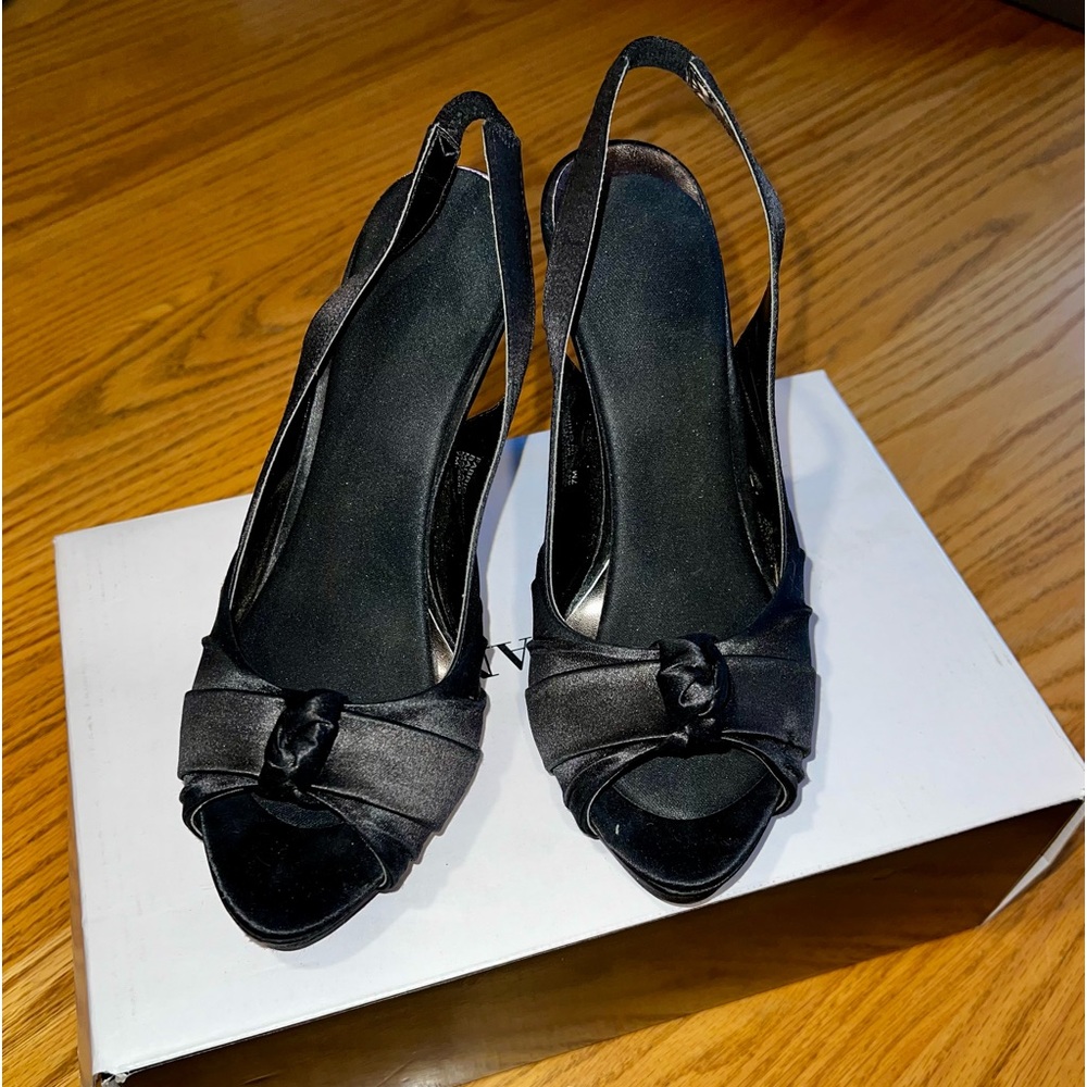 Diba black satin heels